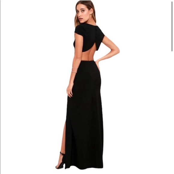 NWT Lulus black cut our floor length dress, SM - Picture 2 of 5